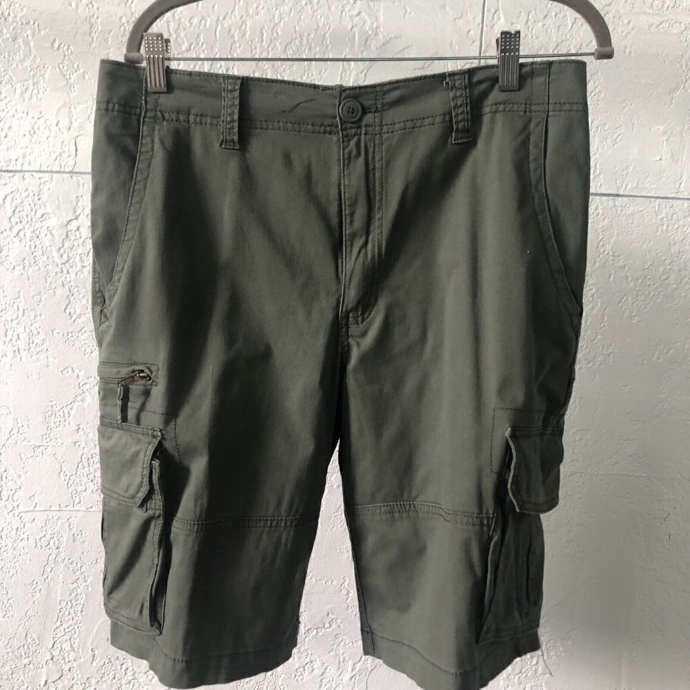George Men's Cargo Shorts Size 32 Olive Green Flat Front